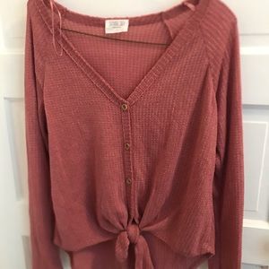 Sienna Sky Knot tie front top